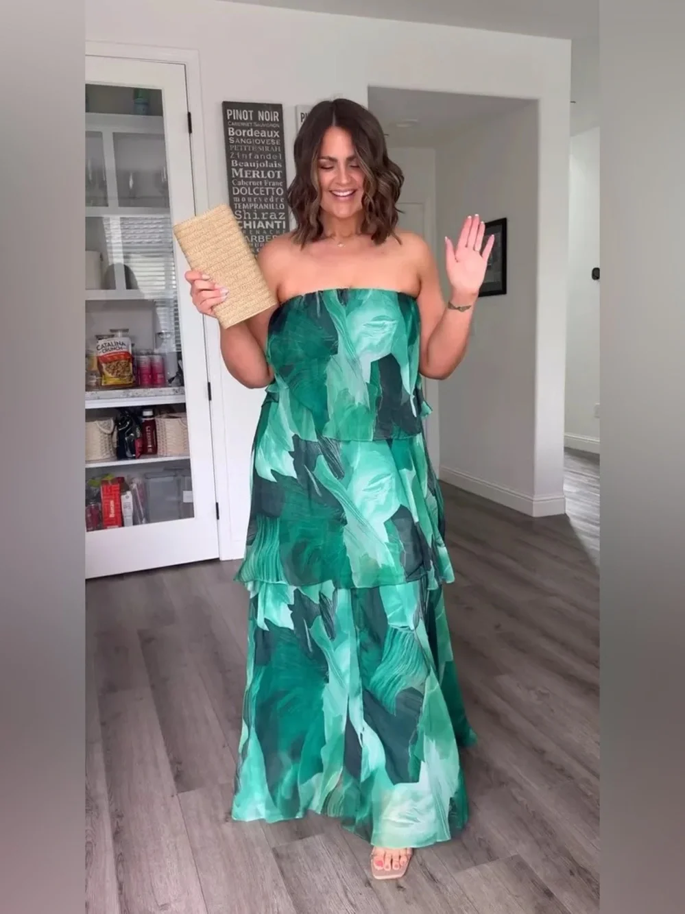 Petal & Pup Bloom Strapless Maxi Dress in Green Floral M - Picture 4 of 10